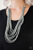 Paparazzi VINTAGE VAULT "Peacefully Pacific" Silver Necklace & Earring Set Paparazzi Jewelry