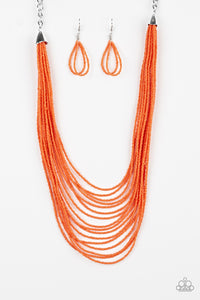 Paparazzi VINTAGE VAULT "Peacefully Pacific" Orange Necklace & Earring Set Paparazzi Jewelry