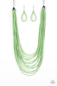 Paparazzi VINTAGE VAULT "Peacefully Pacific" Green Necklace & Earring Set Paparazzi Jewelry