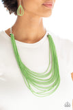 Paparazzi VINTAGE VAULT "Peacefully Pacific" Green Necklace & Earring Set Paparazzi Jewelry