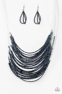 Paparazzi VINTAGE VAULT "Catwalk Queen" Blue Necklace & Earring Set Paparazzi Jewelry