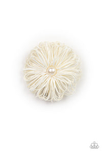 Paparazzi "Boisterous Buttercups" White Hair Clip Paparazzi Jewelry