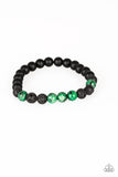 Paparazzi "Tone Down" Green Stone Bead Polished Black & Lava Stone Urban Bracelet Unisex Paparazzi Jewelry