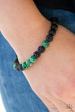 Paparazzi "Tone Down" Green Stone Bead Polished Black & Lava Stone Urban Bracelet Unisex Paparazzi Jewelry