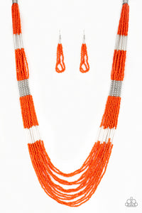 Paparazzi "Let It BEAD" Orange 202XX Necklace & Earring Set Paparazzi Jewelry