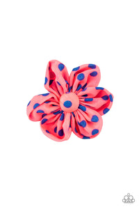Paparazzi "Flowering Farmsteads" Pink with Blue Polka Dot Flower Bud Hairband Clip Paparazzi Jewelry
