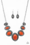 Paparazzi "Sierra Serenity" Orange  Stone Silver Necklace & Earring Set Paparazzi Jewelry