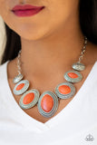 Paparazzi "Sierra Serenity" Orange  Stone Silver Necklace & Earring Set Paparazzi Jewelry
