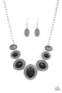Paparazzi "Sierra Serenity" Black Stone Silver Necklace & Earring Set Paparazzi Jewelry