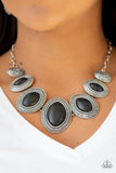 Paparazzi "Sierra Serenity" Black Stone Silver Necklace & Earring Set Paparazzi Jewelry