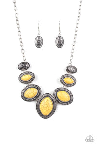 Paparazzi "Sierra Serenity" Yellow Stone Silver Necklace & Earring Set Paparazzi Jewelry