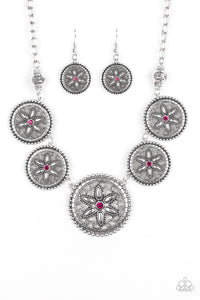 Paparazzi VINTAGE VAULT "Written In The STAR LILIES" Pink Necklace & Earring Set Paparazzi Jewelry