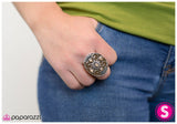 Paparazzi "I Have the Hots For You" Brown Filigree Accent Rhinestone Flower Ring Paparazzi Jewelry