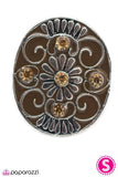 Paparazzi "I Have the Hots For You" Brown Filigree Accent Rhinestone Flower Ring Paparazzi Jewelry