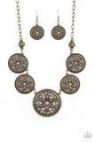 Paparazzi VINTAGE VAULT "Written In The STAR LILIES" Brass Necklace & Earring Set Paparazzi Jewelry
