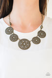 Paparazzi VINTAGE VAULT "Written In The STAR LILIES" Brass Necklace & Earring Set Paparazzi Jewelry