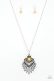 Paparazzi VINTAGE VAULT "Inde-PENDANT Idol" Yellow Necklace & Earring Set Paparazzi Jewelry