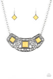 Paparazzi "Feeling Inde-PENDANT" Yellow Necklace & Earring Set Paparazzi Jewelry