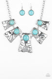 Paparazzi VINTAGE VAULT "Cougar" Blue Necklace & Earring Set Paparazzi Jewelry