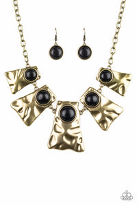 Paparazzi VINTAGE VAULT "Cougar" Brass Necklace & Earring Set Paparazzi Jewelry