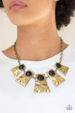 Paparazzi VINTAGE VAULT "Cougar" Brass Necklace & Earring Set Paparazzi Jewelry