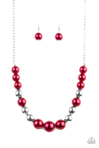 Paparazzi VINTAGE VAULT "Take Note" Red Necklace & Earring Set Paparazzi Jewelry
