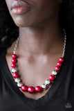 Paparazzi VINTAGE VAULT "Take Note" Red Necklace & Earring Set Paparazzi Jewelry