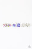 Girl's Starlet Shimmer Silver Multi Cube Confetti Set of 5 Post Earrings Paparazzi Jewelry