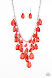 Paparazzi VINTAGE VAULT "Irresistible Iridescence" Red Necklace & Earring Set Paparazzi Jewelry