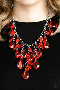 Paparazzi VINTAGE VAULT "Irresistible Iridescence" Red Necklace & Earring Set Paparazzi Jewelry