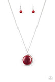 Paparazzi "Luminous Lagoon" Red Moonstone Pendant Silver Necklace & Earring Set Paparazzi Jewelry