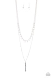 Paparazzi "Keep Your Eye On The Pendulum" Silver Necklace & Earring Set Paparazzi Jewelry