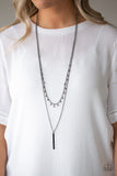 Paparazzi VINTAGE VAULT "Keep Your Eye On The Pendulum" Black Necklace & Earring Set Paparazzi Jewelry