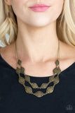 Paparazzi "Make Yourself At HOMESTEAD" Brass Necklace & Earring Set Paparazzi Jewelry