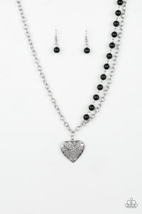 Paparazzi VINTAGE VAULT "Forever In My Heart" Black Necklace & Earring Set Paparazzi Jewelry