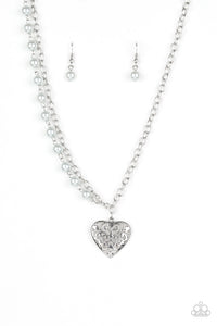 Paparazzi "Forever In My Heart" Silver Necklace & Earring Set Paparazzi Jewelry
