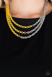 Paparazzi VINTAGE VAULT "Turn Up The Volume" Yellow Necklace & Earring Set Paparazzi Jewelry