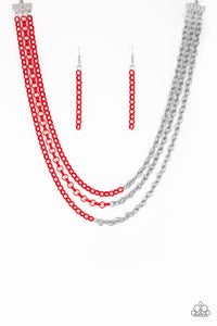 Paparazzi VINTAGE VAULT "Turn Up The Volume" Red Necklace & Earring Set Paparazzi Jewelry