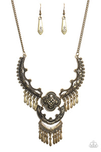 Paparazzi "Rogue Vogue" Brass Necklace & Earring Set Paparazzi Jewelry