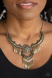 Paparazzi "Rogue Vogue" Brass Necklace & Earring Set Paparazzi Jewelry