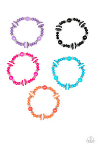 Girls Multi Color & Silver Bead Starlet Shimmer 144XX Bracelets Set of 5 Paparazzi Jewelry