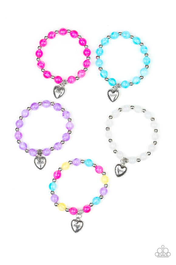 Girl's Starlet Shimmer 142XX Multi Heart Charm Set of 10 Bracelets Paparazzi Jewelry