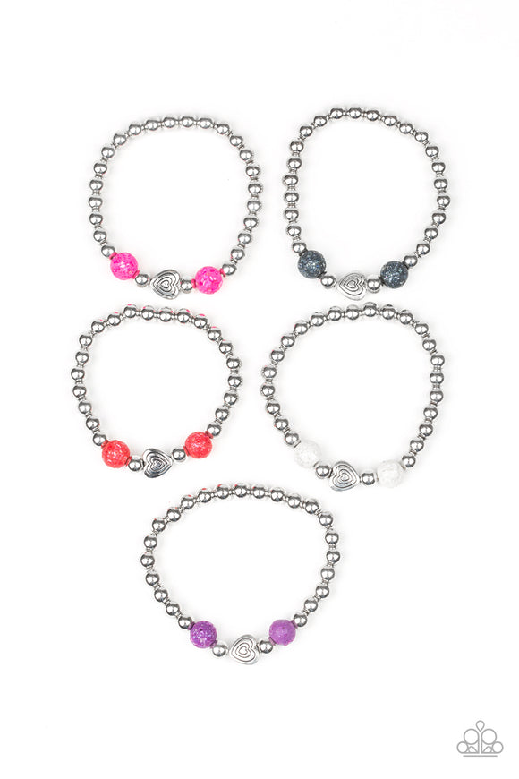 Girl's Starlet Shimmer Multi Heart 158XX Set of 5 Bracelets Paparazzi Jewelry