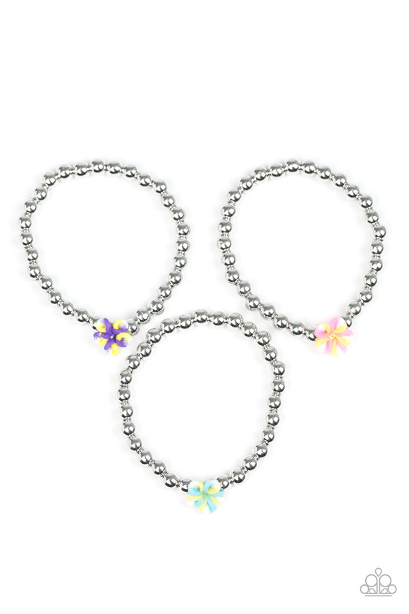 Girls Multi Bead Flower Charm Starlet Shimmer Bracelets Set of 5 Paparazzi Jewelry