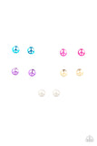 Girl's Starlet Shimmer 5 for $5 199XX Multi Color Blue Pink Purple Gold & Silver Peace Symbol Post Earrings Paparazzi Jewelry