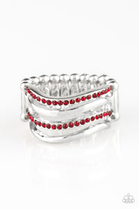 Paparazzi VINTAGE VAULT "Pageant Wave" Red Ring Paparazzi Jewelry