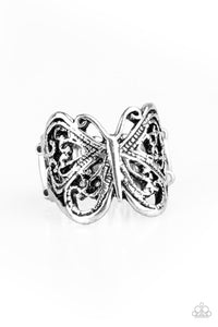 Paparazzi "All Aflutter" Silver Butterfly Ring Paparazzi Jewelry