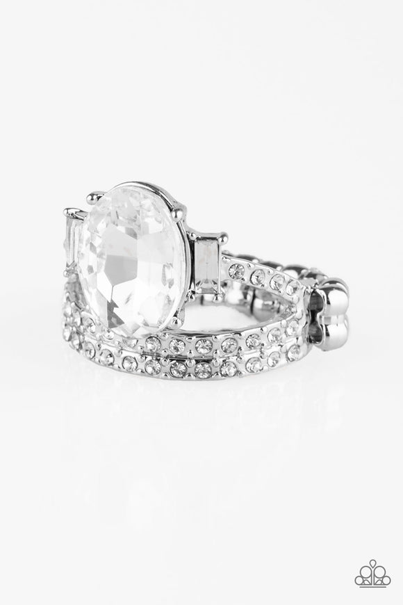 Shine bright like a diamond white ring paparazzi Clearance