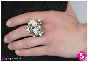 Paparazzi "Floral Explosion" White Ring Paparazzi Jewelry