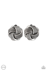 Paparazzi "Noticeably Knotted" Silver Clip On Earrings Paparazzi Jewelry